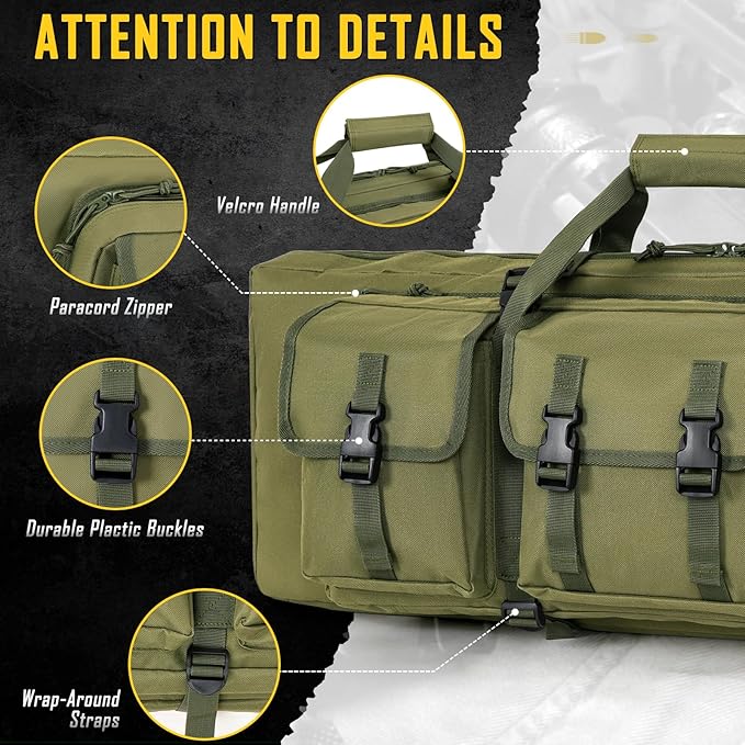 DULCE DOM 32/36/42/48/52 inch Double Rifle Case Soft Gun Bag for Rifles Pistols Storage & Transportation, All Around Shooting Range Tactical Backpack for Hunters Shooters, Gift for Boyfriend, Husband