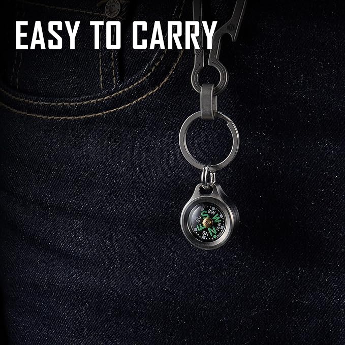 MecArmy Mini Titanium/Brass Compass, Waterproof IPX5 Pocket Compass for Hiking & Survival, Keychain & Necklace Gifts for Men & Women, Ideal Graduation & Outdoor Adventure Present