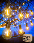 Zuske Outdoor String Lights, 200FT Patio Lights with 100 Shatterproof G40 Globe Bulbs(4 Spare), Waterproof Connectable Dimmable LED Hanging String Lights for Outside Backyard Porch Balcony (100FT x 2)