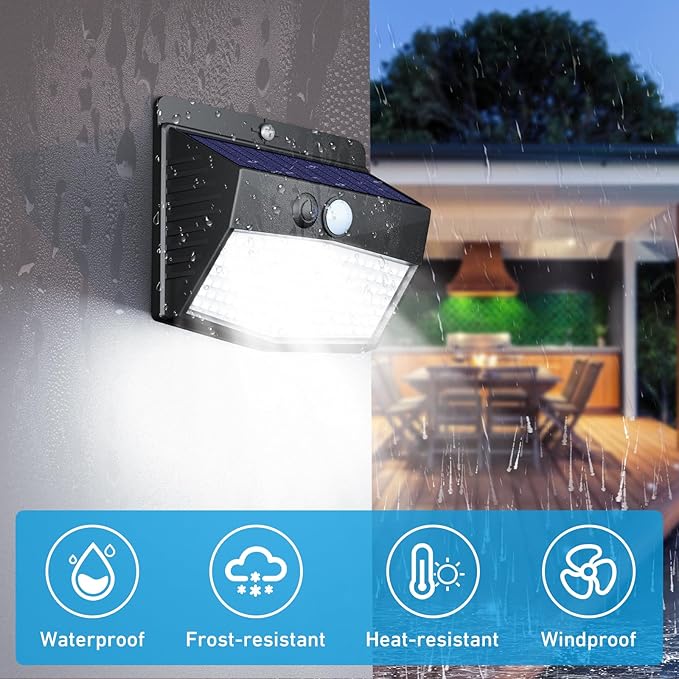 Peasur [6 Packs] Solar Lights Outdoor Motion Sensor Solar Security Lights Waterproof with 3 Lighting Modes Solar Powered Wall Lights Outside for Garden Fence Yard Deck