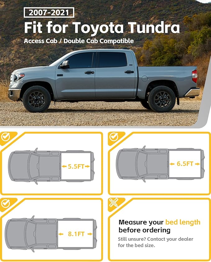 Trumgeta Front Bed MOLLE Panel Fit for 2007–2021 Toyota Tundra, Heavy-Duty Aluminum Truck Storage Organizer System for Camping, No-Drill Installation