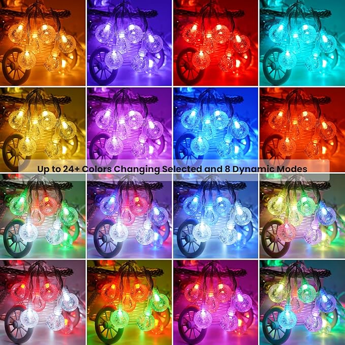 OMIKA Color Changing Indoor String Light USB Plug, 16.5ft 50 LEDs Crystal Globe Fairy Lights with Remote Timer Ambient Lighting for Girls Bedroom Home Xmas Halloween Party Decor (24 Colors+Warm White)