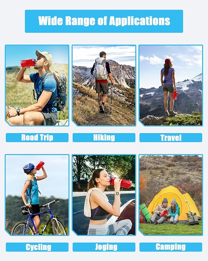 4 Pack Collapsible Water Bottle with Carabiner, 33oz Foldable Reusable BPA-Free Water Bottles with Leakproof Lid for Traveling Hiking Camping Biking