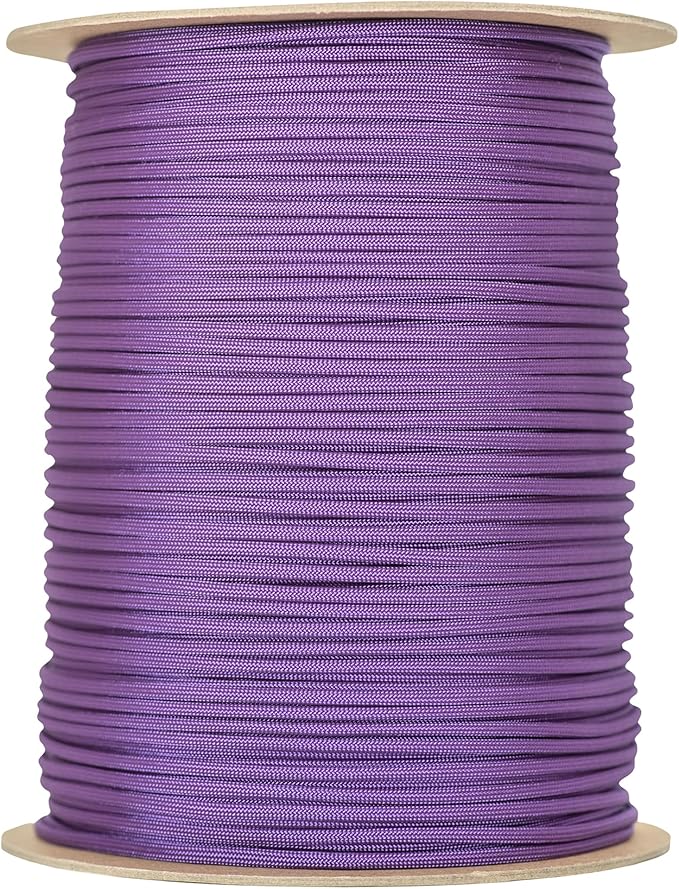 The Paracord Store | Type III 550 Paracord - 1000 FT Spool, Purple | Heavy Duty 7 Strand Tactical Paracord - USA Made Nylon Outdoor Parachute Cord for Camping, Fishing & More - Survival Cord