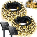 2Pack 240LED Solar String Lights Outdoor | Total 92FT Waterproof Solar Christmas Lights with 8 Modes & Memory, Auto On/Off Solar Powered Lights for Xmas Tree Garden Patio Wedding Decor (Warm White)