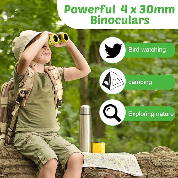 Yunsailing 9 Pack Kids Binoculars, Shockproof Compact Binoculars for Kids, Folding Outdoor Explorer Toy for Bird Watching, Camp, Scavenger Hunt, Classroom Activities, VBS, Party Favor(Colorful)