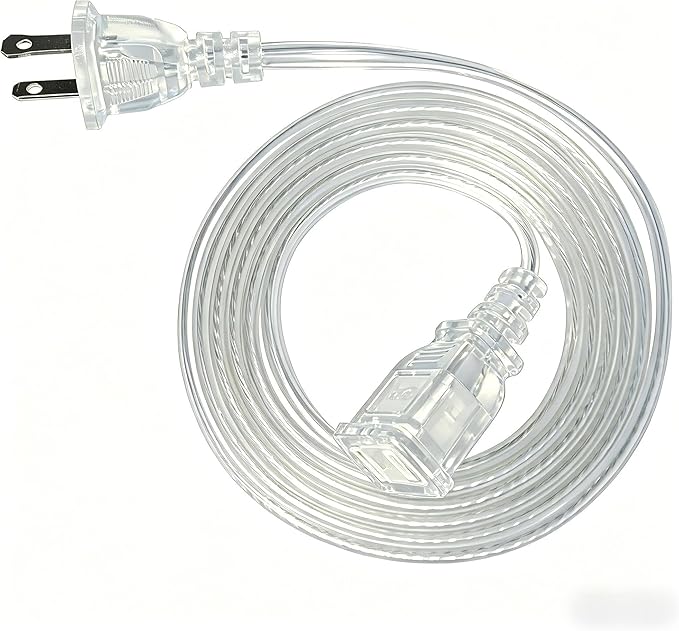 Clear Extension Cord 6FT Extension Cords Thin 2 Prong for Indoor Use with Single Plug- Ideal for Christmas Lights, Lamps, Camer,TV, 10A 125V 1250W