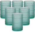 ZMOWIPDL Vintage Glassware Drinking Glasses Set of 6,15 oz Hobnail Glass Cups,Embossed Lake Blue Water Tumbler,for Beer,Cocktail,Whiskey,Juice and Various Mixed Drinks- 1 Cleaning Brush