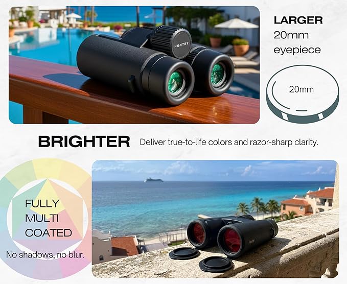 Hontry 10x42 Binoculars with IPX7 Waterproof Protection for Bird Watching, Hunting, Cruise Ship, Travel and Safari