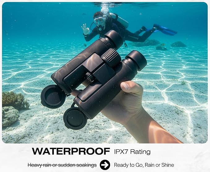Hontry 10x42 Binoculars with IPX7 Waterproof Protection for Bird Watching, Hunting, Cruise Ship, Travel and Safari