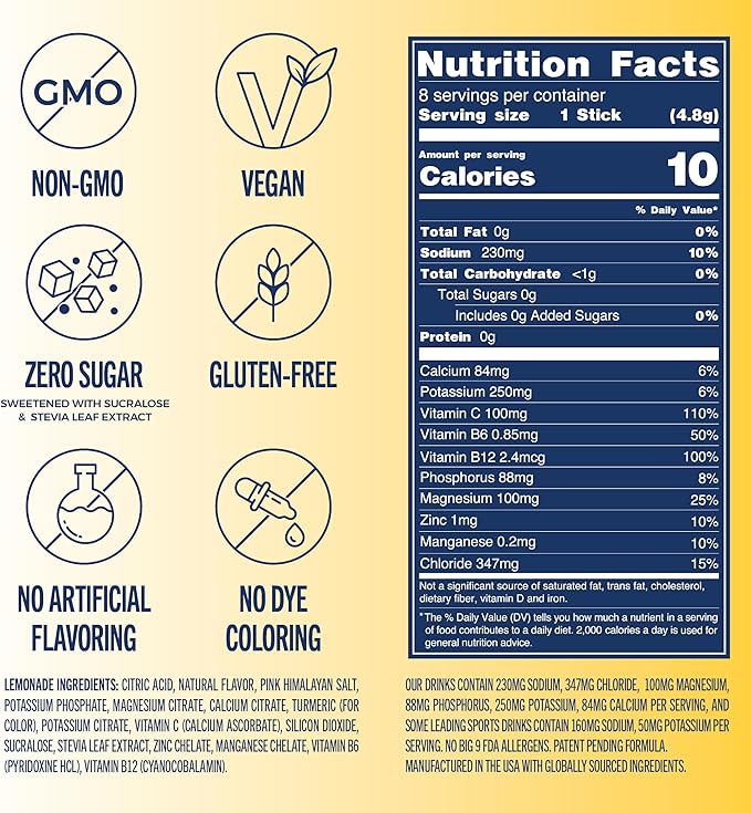 TREVI™ Everyday Sugar Free Electrolytes - Essential Drink Mix Hydration Powder Packets - 28 Count - Lemonade