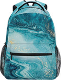 Wamika Kids Backpack Turquoise Blue Marble Tie Dye School Backpacks Boys Girls Preschool Book Bag