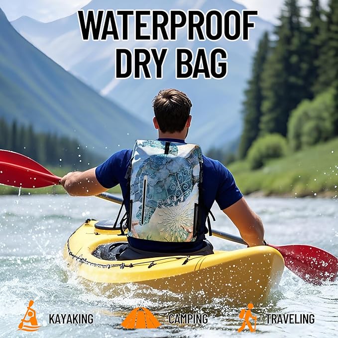Waterproof Dry Bag Heavy Duty Marine Dry Bags for Kayaking Hiking Sea Turtle Nautical Starfish Backpack Roll-Top Closure Bag - Backpack Waterproof Phone Case 35L/55L/85L