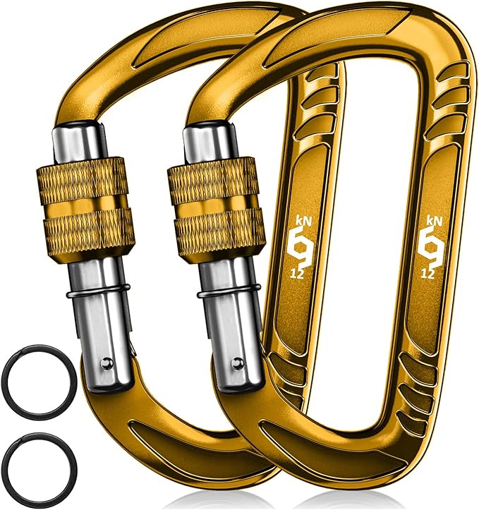 Rhino Produxs 12kN (2697 lbs) Heavy Duty Carabiner Clips, for Securing Pets, Outdoor, Camping, Hiking, Hammock, Dog Leash Harness, Keychains