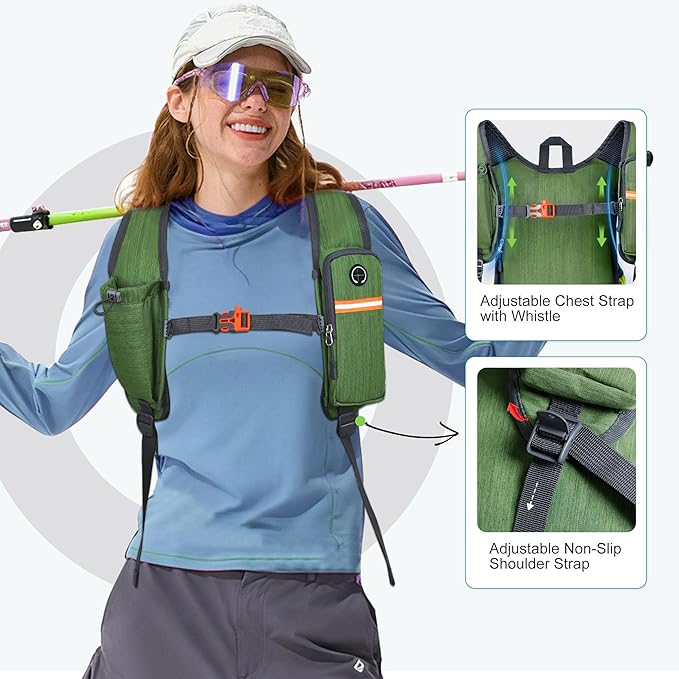 FIORETTO 15L Hiking Backpack for Women Men Mini Packable Backpack Lightweight Small Daypack for Camping Travel Outdoor, Green