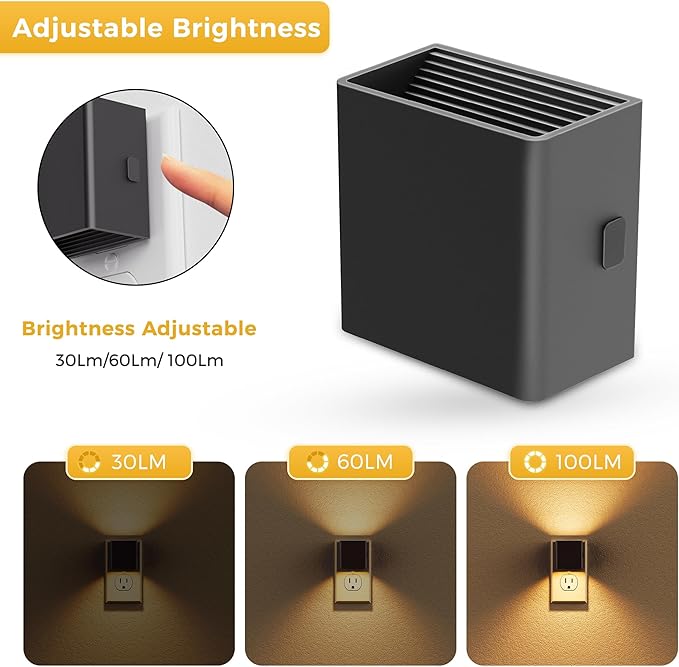 L LOHAS LED Night Light,Night Lights Plug into Wall,[2-Pack] Dusk to Dawn Sensor,Brightness Adjustable,3000K Soft White,Plug in Nightlight for Adults Bathroom Hallway Kitchen
