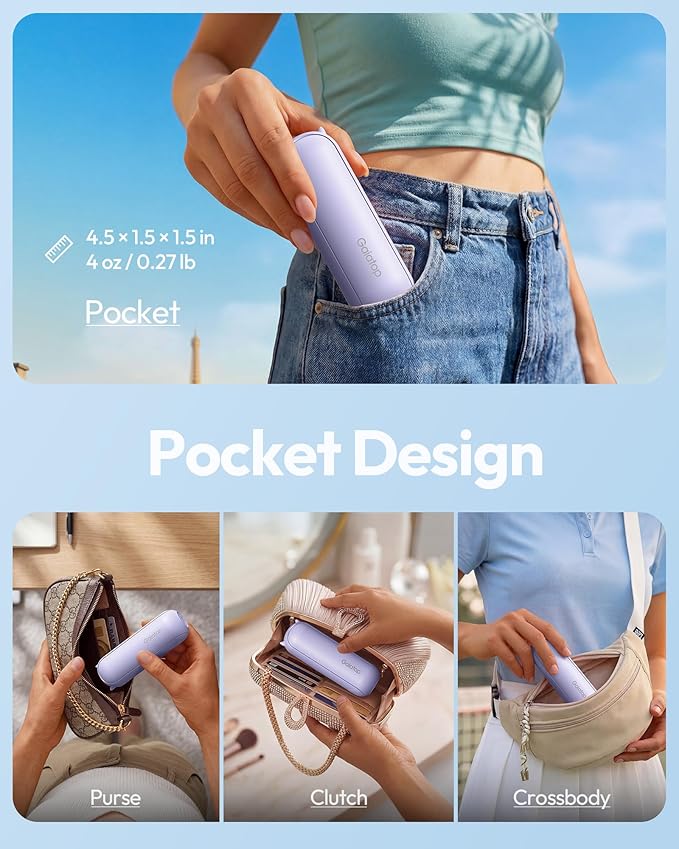 Gaiatop Portable Handheld Fan, 3 in 1 Mini Fan Handheld [17h Max Cooling], Foldable Personal Fans Pocket Design, USB Travel Fans Portable, Lash Trip Summer Essential Cute Gifts for Women Girl, Purple