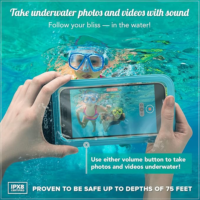 Eco Sun Waterproof Phone Pouch & Floating Wrist Strap Bundle (2-Pack Each) – Waterproof Phone Case + Float Strap – Travel & Beach Essentials Designed in Hawaii – Fits iPhone 17 Pro Max, GoPro, Cameras