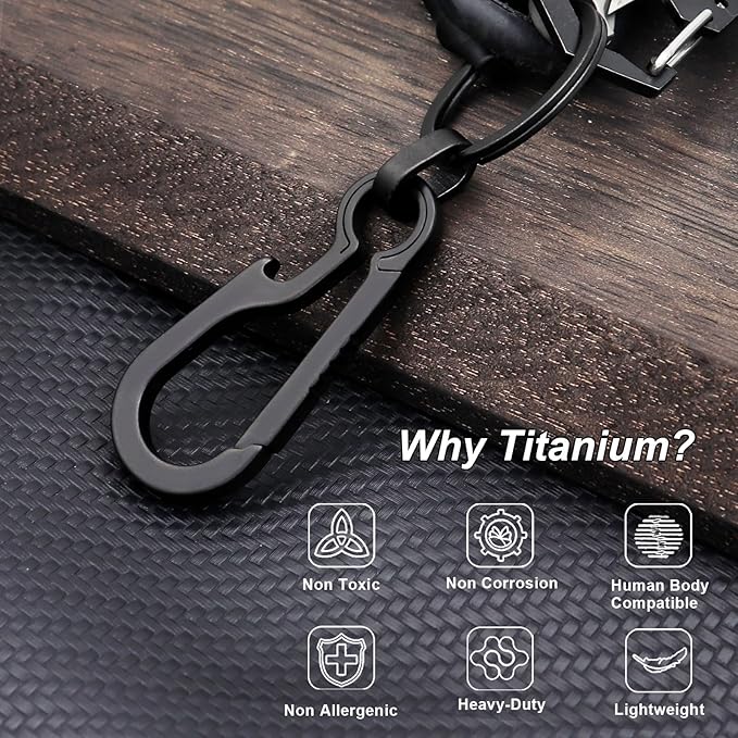 PJYTAC Key Chain Clip Titanium Carabiner Keychain Quick Release Carabiner for Keys Titanium Key Rings Heavy Duty