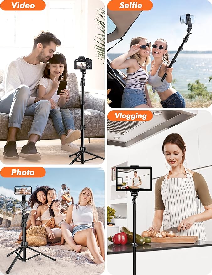 Nineigh 71" Tripod for iPhone, Phone Tripod Selfie Stick with Remote, Cell Phone Tripods & Tall Travel Tripods for Recording Video Selfies Photo, Compatible with iPhone 17 16 15 14 Pro Max 13 Android