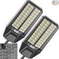 Solar Street Lights Outdoor, Commercial Grade Dusk to Dawn LED Security Flood Light, 300000 Lumens Motion Sensor Area Lighting with Remote for Parking Lot, Yard, IP67 Waterproof, 7000K Daylight 2Pack