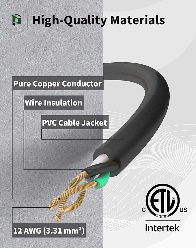 25Ft 12 Gauge Outdoor Extension Cord with 3-Outlets, 2 Pack, Heavy Duty 3 Prong Extension Cord Waterproof with Lighted end, 15A SJTW, ETL Listed, Black