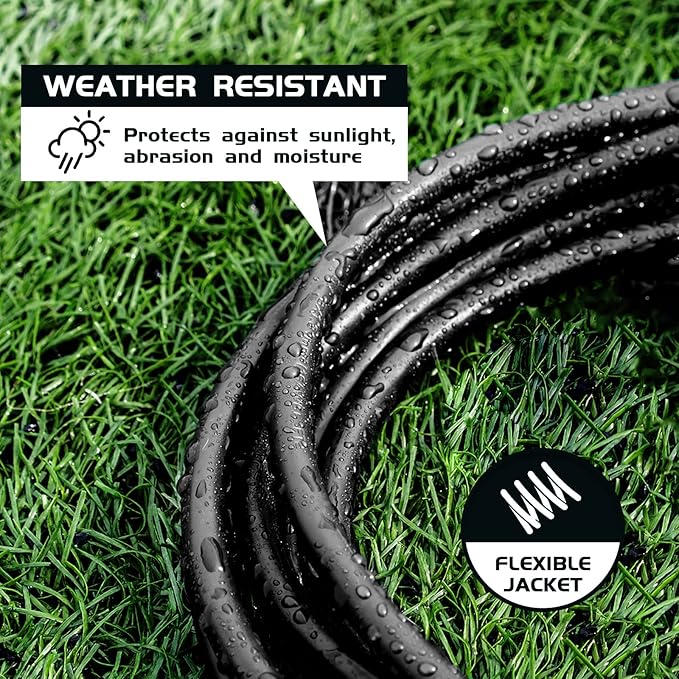 75FT Outdoor Extension Cord-16/3 SJTW Durable Black Extension Cable with 3 Prong Grounded Plug for Safety,Great for Outside Christmas Decorations