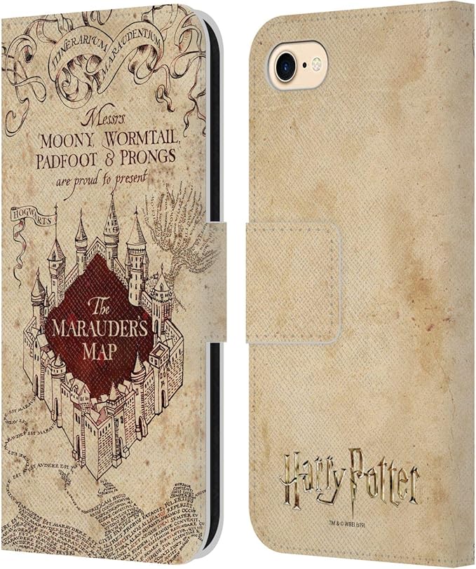 Head Case Designs Officially Licensed Harry Potter The Marauder's Map Prisoner of Azkaban II Leather Wallet Case Compatible with Apple iPhone 7/8 / SE 2020 & 2022