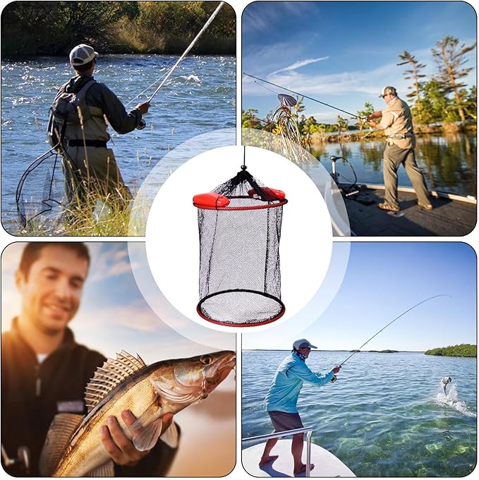Fish Basket – 25x30cm/25x60cm/25x90cm Nylon, Portable Net Pen, Live Catch System | Perfect for Bank Fishing Activities, Boat Side Storage, Bait Preservation Needs, Outdoor Sports Gear