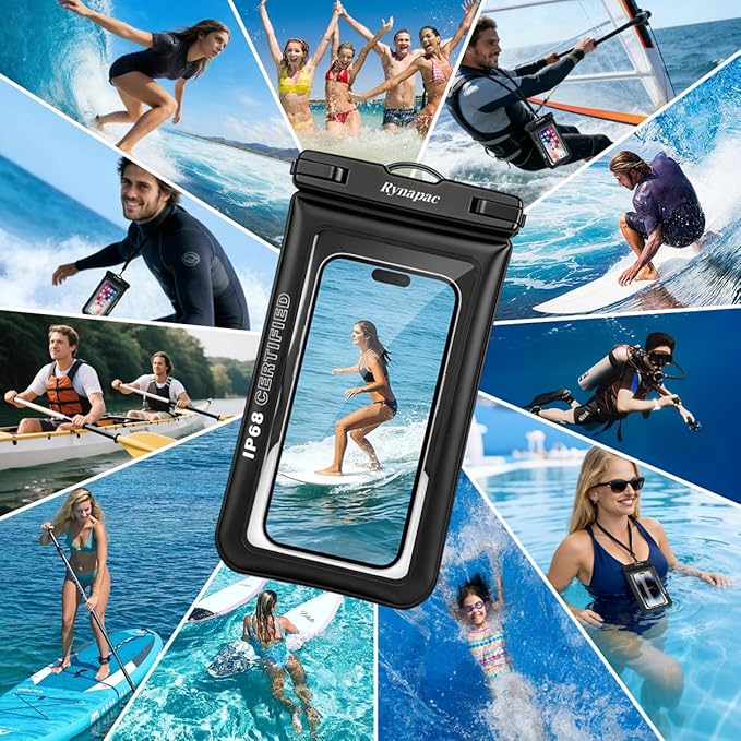 Waterproof Phone Pouch Floating 2 Pack, IP68 Waterproof Phone Case with Lanyard for iPhone 17 16 15 Pro Max, Galaxy S26 Ultra, Touch Screen, Cell Phone Dry Bag for Beach Cruise Essentials, Up to 8.5"