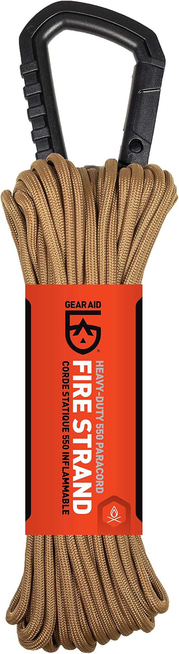 GEAR AID Fire Strand 550 Paracord, 7 Strand Tinder Cord for Camping and Survival, Coyote, 50 ft
