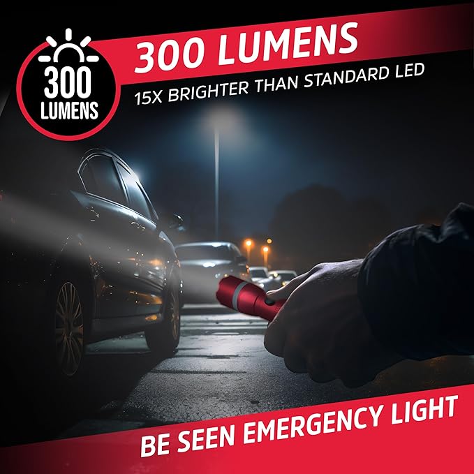 Energizer R-300 LED Flashlight Emergency Safety Light, Bright IPX4 Water Resistant Flash Light, Durable Emergency Light for Hurricane Preparedness, Batteries Included