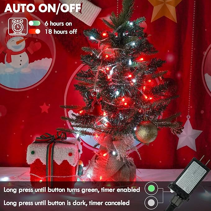88FT 240LED Extra-Long Connectable String Lights Indoor Outdoor Clear Wire, Red&White Christmas String Lights, Plug in Twinkle Fairy Light with Timer for Wedding Patio Tree Yard Christmas Decorations