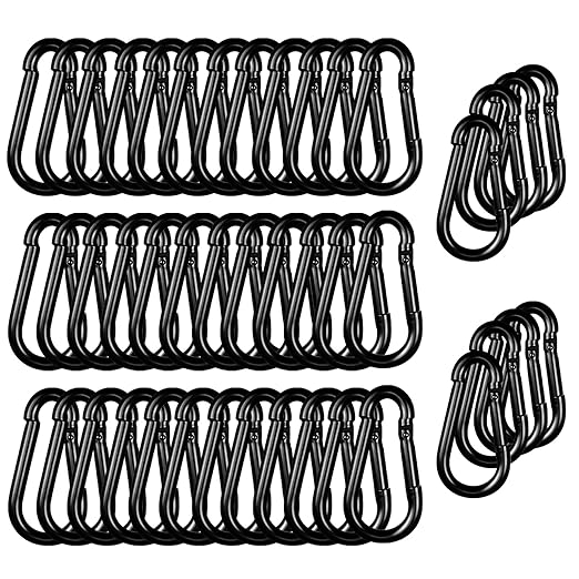 40PCS M5 Heavy Duty Carabiner Clip, 2Inch Snap Hook Quick Link Small Carabiner Clips,Spring Link Buckle for Fishing Camping Hammock Dog Leashes-220LBS Holding Capacity (Black)