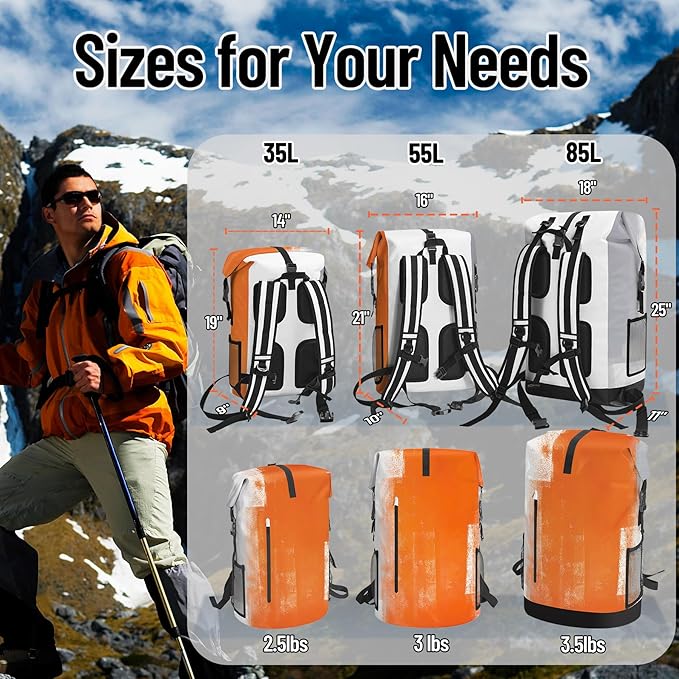 Waterproof Dry Bag Marine Dry Bags for Kayaking Hiking Orange Gray Abstract Art Painting Backpack Roll-Top Closure Bag - Backpack Waterproof Phone Case 5L