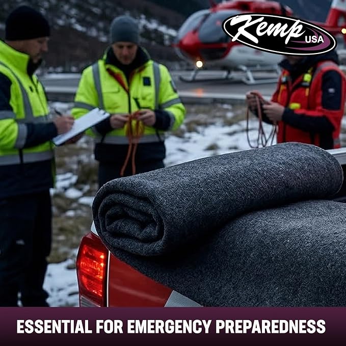 Kemp USA Emergency Relief Blanket Gray 60 x 84 Inch Multipurpose Disaster Preparedness Blanket Cotton Acrylic Polyester Blend Survival Emergency Supply Gear