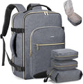 LOVEVOOK Travel Backpack for Women & Men 40L,Airline Approved Carry On Backpack Travel Essentials,TSA Carry on Luggage,Waterproof Personal Item Travel Bag,Suitcase with 3 Packing Cubes,Gray-Black