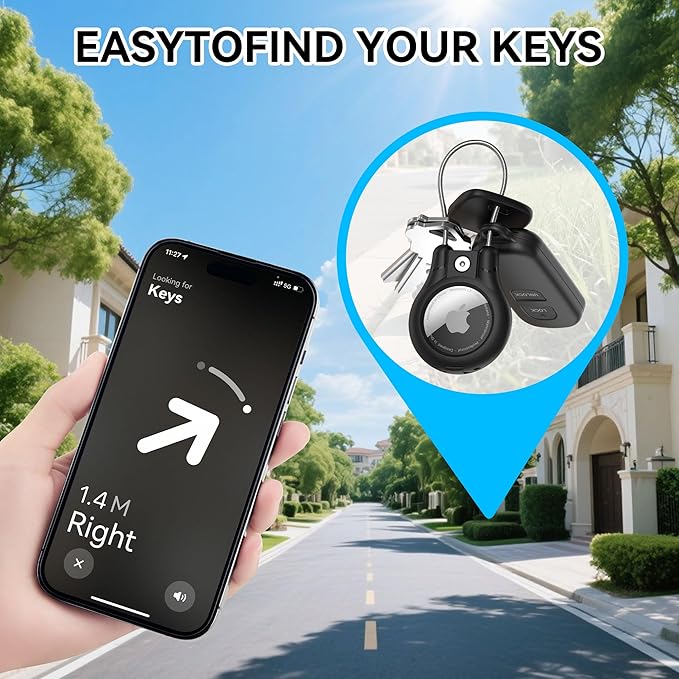 IPX8 Waterproof for AirTag Keychain Holder, Compatible with Apple Air Tag 1st & 2nd Generation,4Pack for Air Tags Lock Case with Wire Cable,Ultra Secure for Airtag Holders,for Keyring,Luggage,Bags