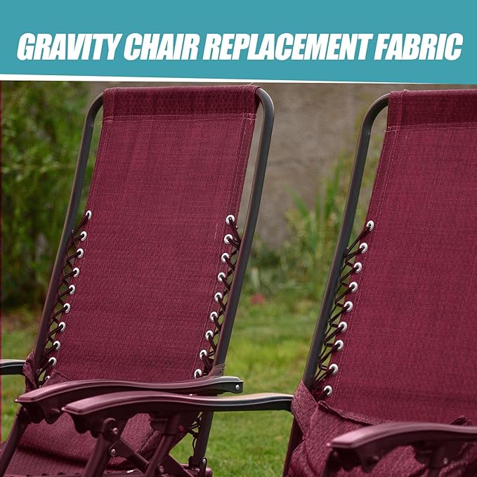 Queekay Chair Replacement Fabric with 4 Bungee Cord Lounge Chair Cloth Mesh Repair Kit for Patio Recliner Outdoor Lawn Pool(63 x 17 Inch,Wine Red)