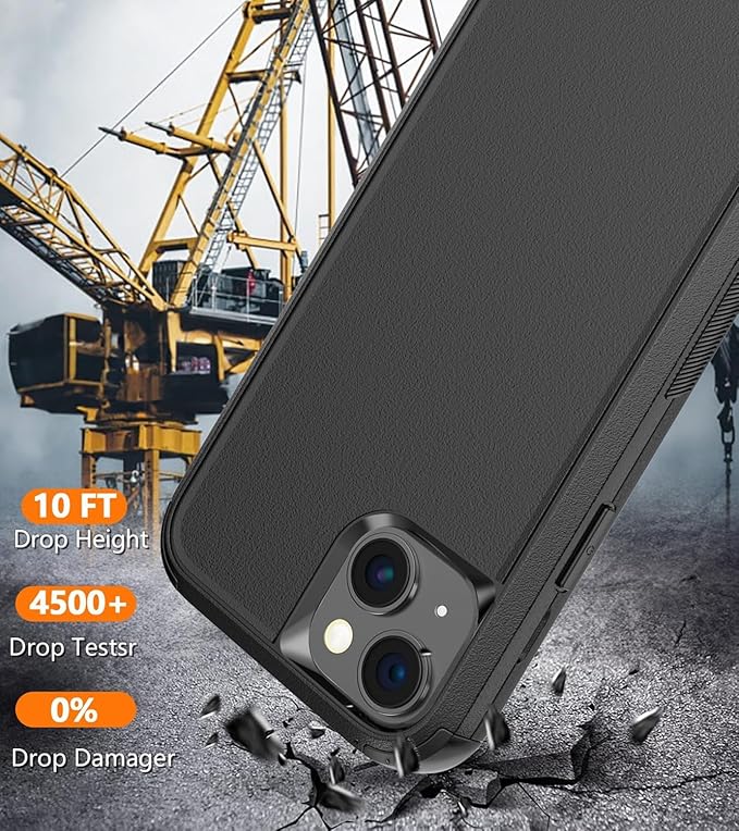 for iPhone 15 Plus Case [Shockproof] [Dropproof] [with Screen Protector ] Heavy Duty Protection Phone Case Cover - Black