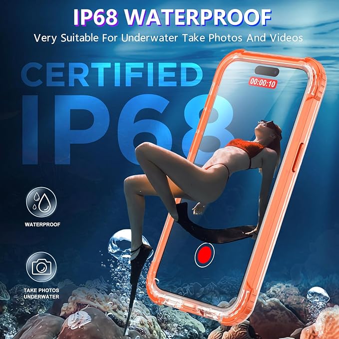 2025 New Magnetic Case for iPhone 15 Case Waterproof, Built-in Screen Protector & Camera Protector [Compatible with MagSafe] [IP68 Waterproof] [Dustproof] Full Body Shockproof Phone Case 6.1"