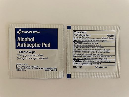 First Aid Only 12-110 Alcohol Wipes, Individually Wrapped, 100 Per Box