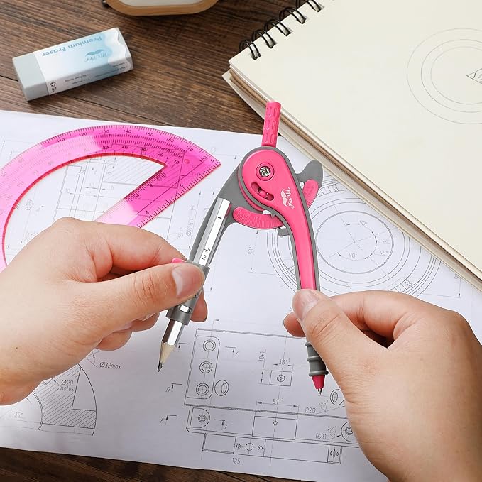 Mr. Pen- Geometry Compass and Protractor Set, 6 Inch Compass, 6 Inch Protractor, Drawing Tool for School, Clear Plastic, Easy Grip, Precision Design for Math, Art, Drafting, Architecture