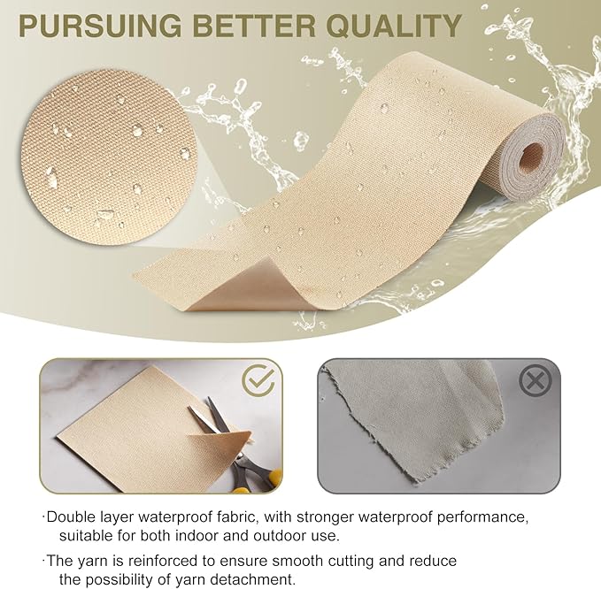 Gheeidau Canvas Repair Tape 4×70 Inch Waterproof Self-Adhesive Fabric Repair Patch for Repairing Boat Covers,Tents,Patio Umbrellas,Car Seats,Luggage,Sofas.(Khaki)