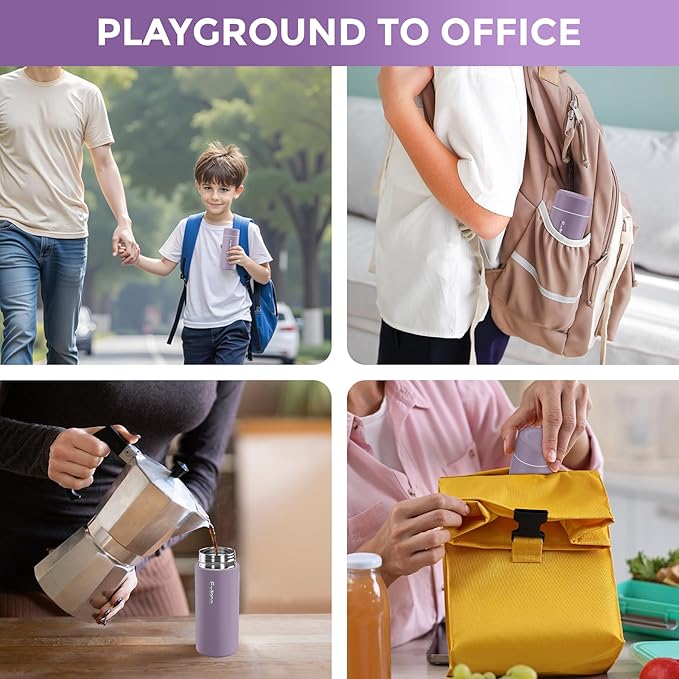 【Upgraded】Exllena Small Insulated Water Bottle 8 oz/250ml– Mini Insulated Water Bottle for Hot & Cold Drinks, Perfect Small Flask for Travel, Purse...(Light Purple)