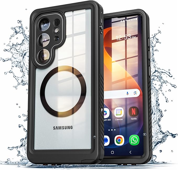 ENCASED Waterproof Case Designed for Samsung Galaxy S26 Ultra (IP68) Full Body Protective Phone Case with Screen Protector Built-in and MagSafe Compatible (Clear/Black)