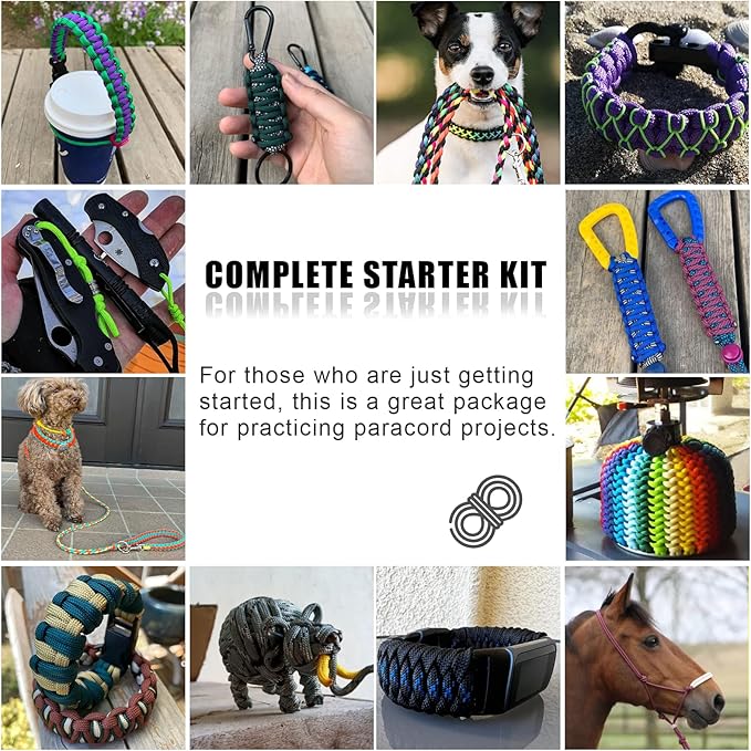 550 Paracord Type III - Survival Paracord Bracelet Rope Kits - Tent Rope Parachute Cord Combo Crafting Kits, Many Colors of Outdoor Survival Rope - Great Gift