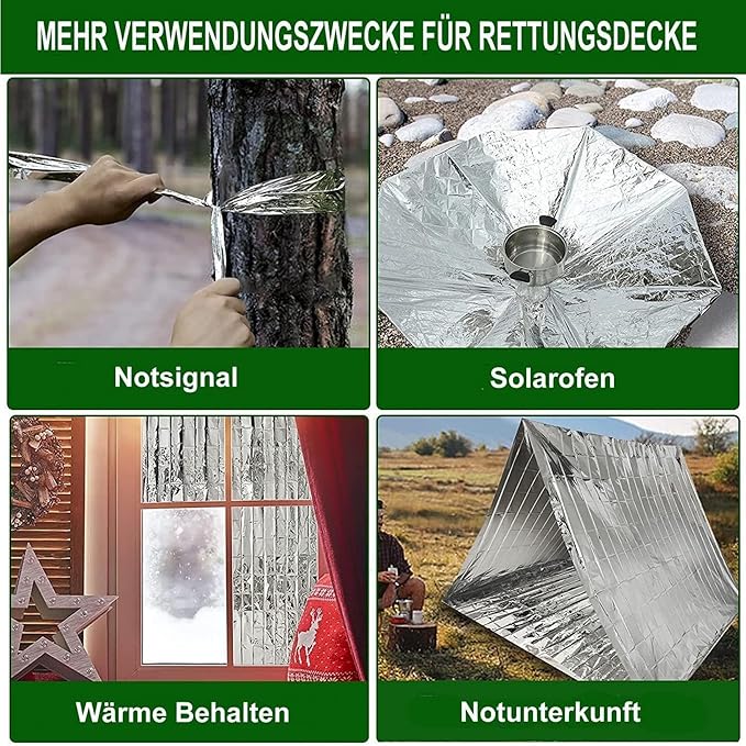 MEETSWEET Emergency Rescue Blanket Outdoor Survival Blanket Waterproof, Windproof, Warm, Sunscreen Lightweight and Portable Suitable for First Aid Bags and Outdoor Camping, Silver, 12pcs
