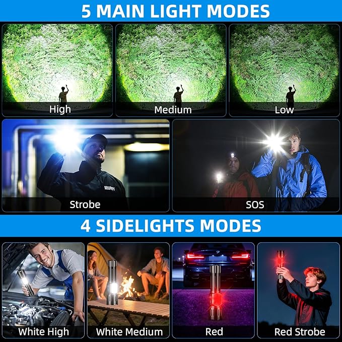 Rechargeable LED Flashlight, Super Bright 99000 High Lumens Flash Light, 9 Modes Zoomable Flashlight with LCD Display, Waterproof Tactical Flashlights for Camping, Home Emergency