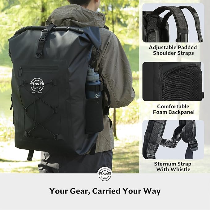 STOVER 5/10/25/30/40/55L Waterproof Dry Bag- Roll-Top Backpack w/Phone Case- Kayaking, Hiking, Camping, Boating- Men/Women